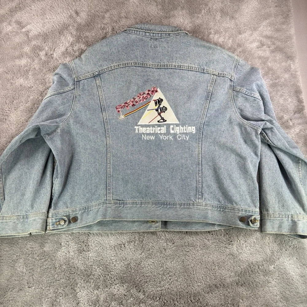 Vintage‎ 90's Lee Denim Jacket XXL USA Prism Theatrical Lighting NYC Embroidered